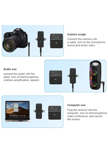 Sx31 Kablosuz Yaka Mikrofonu 3 İn1 Iphone Type-c Ve Jack Uyumlu