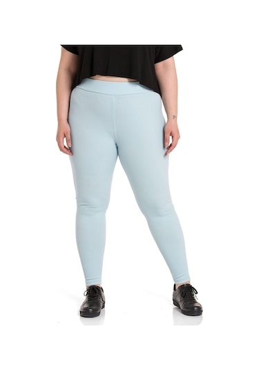 Büyük Beden Fitilli Beli Lastikli Bilekte Bebe Mavi Bayan Tayt