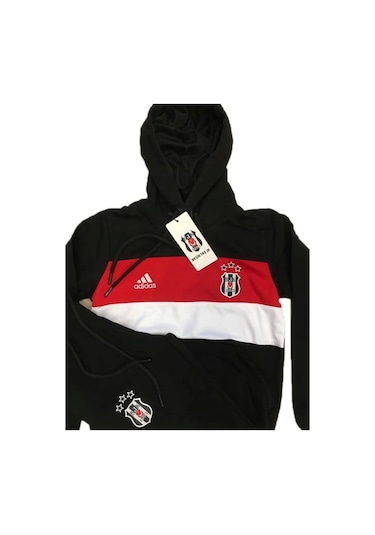 5-16 Yaş Arası Penye Kumaş Kapüşonlu Spor Eşofman Takım Siyah - Beyaz