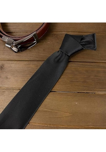 Tezzgelsin Erkek Saten Kravat ve Mendil Set Siyah