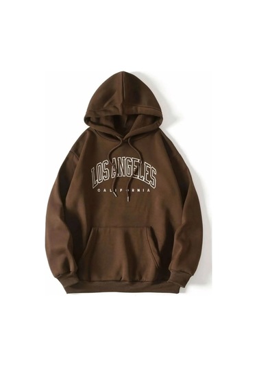Los Angles Baskılı Sweatshirt Kahverengi