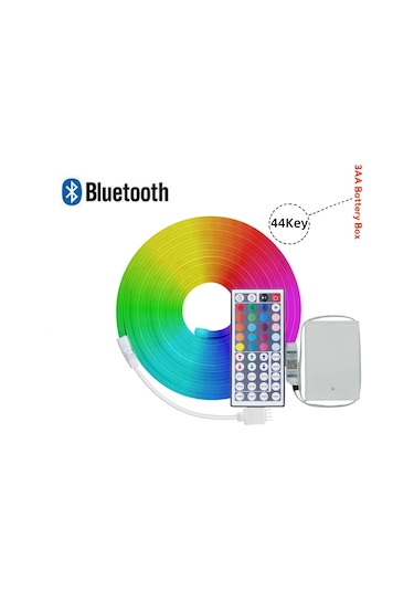 Epistar 5v Rgb Neon Şerit Işık 1m/2m/3m Bluetooth Uzaktan Kumandalı Su Geçirmez Ev Dekor Şerit Işığı Yayan Color4 0,5 M