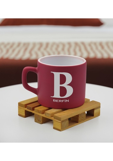 Bk Gift Kişiye Özel İsimli Leylak Kırmızı Renkli Middle Çay & Kahve Fincanı-3, Arkadaşa Hediye, Sevgiliye Hediye, Doğum Günü Hediyesi Kobitmeyencom325