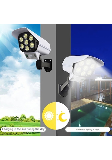 Cbtx 2178t Kamera Tipi Solar 77 Led Işık Hareket Sensörü Bahçe Lambası Duvara Monte Sokak Lambası Uzaktan Kumandalı Projektör Diğer