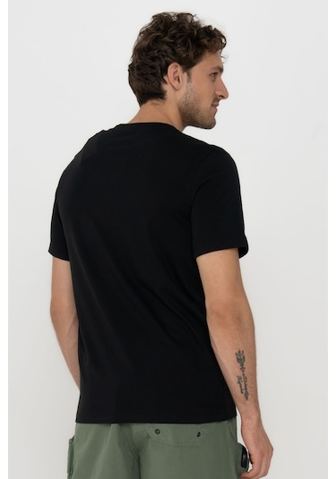 Jack & Jones 12215700 Techlogo Bisiklet Yaka Logolu Erkek Tişört Siyah Beyaz