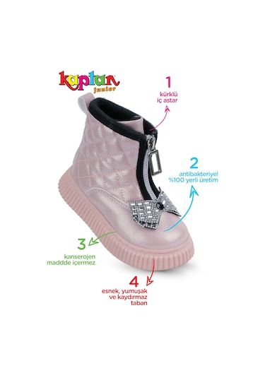 Kaptan Junior Kız Bebek Çocuk Botu Ortopedik Kaymaz Taban Barznk 560 Pembe