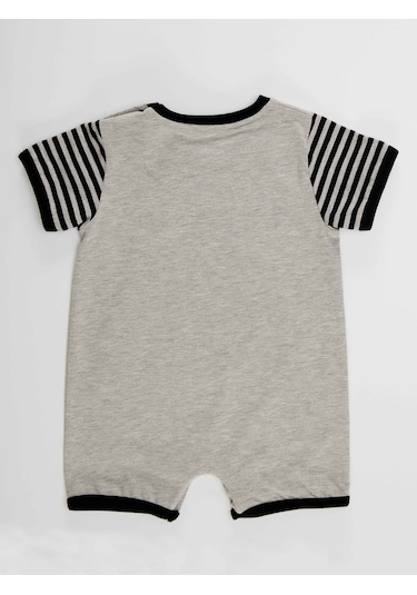 Denokids Rakun Erkek Bebek Gri Yazlık Tulum Çok Renkli