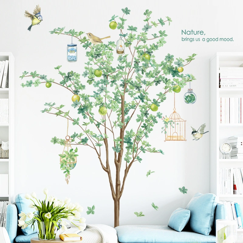 Monyee Yeşil Orman Desenli Otomatik Yapışkan Duvar Sticker - Oturma Odası Dekorasyonu, Su Geçirmez Malzeme, Büyük Ağaç Arka Plan, İç Mekan Zenginleştirici Zdb-2188 Diğer