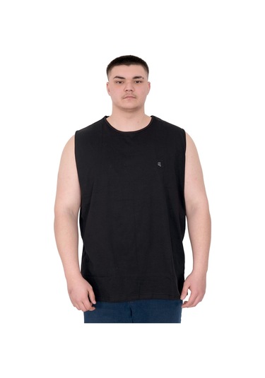 Mode Xl Büyük Beden Erkek Atlet Nakışlı U25101 Siyah