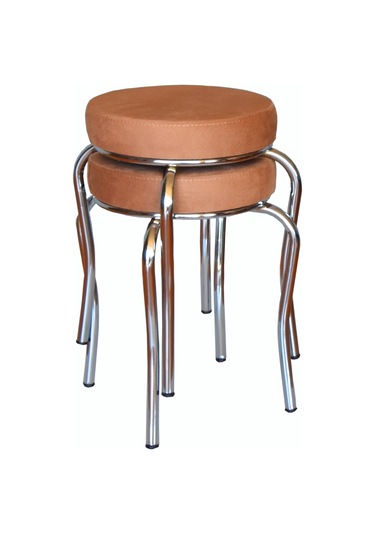 Tabure (Krom Ayaklı) (2 Adet) - Mutfak Balkon Taburesi