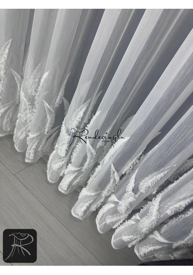 Tül Perde Brillant Marka Püsküllü Etek Geniş İşleme Bakpüs Desen Püskül3