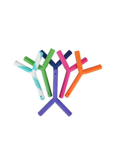 Mor Çocuklar Çiğneme Tüpü Y-şekil Çiğneme Diş Kaşıyıcı Bebek Oral Motor Çiğneme Araçları Tuxtured Auti Mor