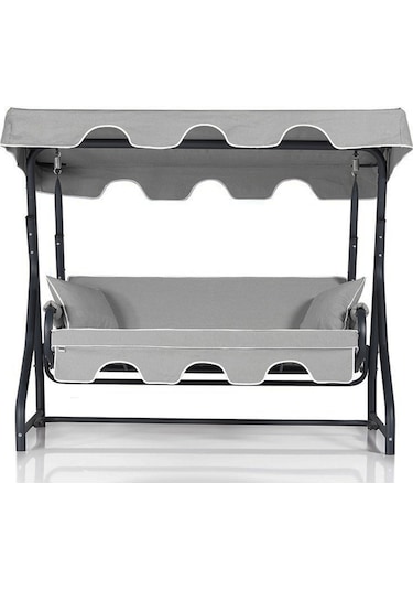 Ruta 3 Kişilik Sabit Bahçe Balkon Teras Salıncağı - Açık Gri