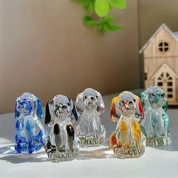 Trendooze Siyah El Yapımı Kristal Köpek Heykeli - Masüstü Hediye