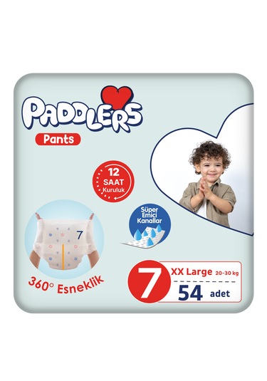 Paddlers Külot Bebek Bezi 7 Numara XX-Large 54 Adet (20-30 Kg) Ekstra Fırsat Paketi