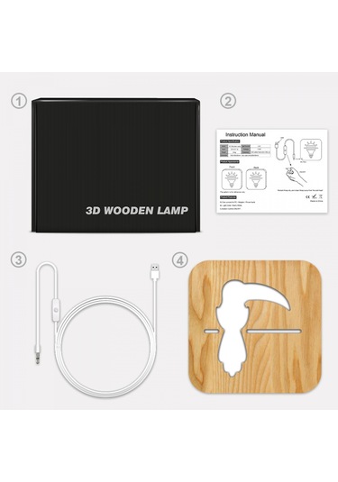 Ahşap Papağan Ampul Gece Lambası, 3d Lamba, Yaratıcı Ahşap Lambalar, Basit Dekoratif Lambalar, 3d Ahşap Oyma Deseni, Masa İçin Led Gece Lambası Çok Renkli
