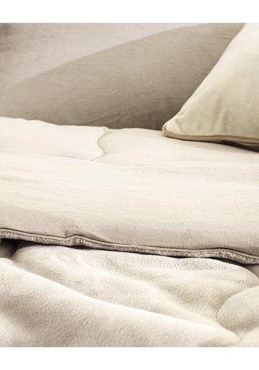 Madame Coco Kaira Çift Kişilik Comforter Set - Bej Ekru