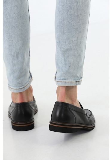 M.Karaca Hakiki Deri Ortopedik Tokalı Klasik Erkek Ayakkabı Siyah