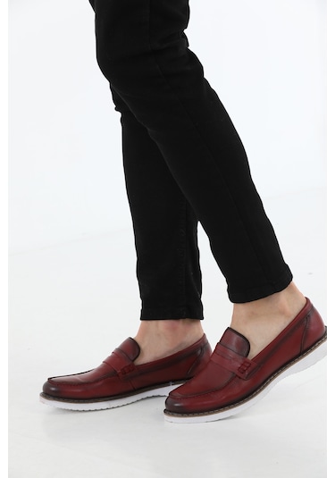 M.Karaca Hakiki Deri Ortopedik Klasik Erkek Ayakkabı Bordo