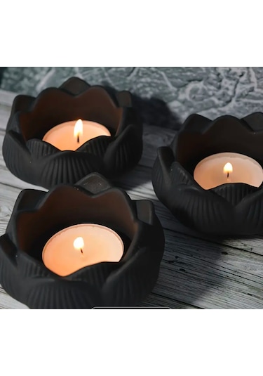 Lotus Çiçeği Mumluk Seti 3 Lü Dekorasyon & Design & Tealight Mum