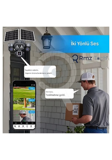 Rmztech Ztech Z7 Plus 4 Kameralı 8mp E-sim Çift Solar Panel 4g Aov Ptz Kamera Gece Renkli Görüş Hieasy