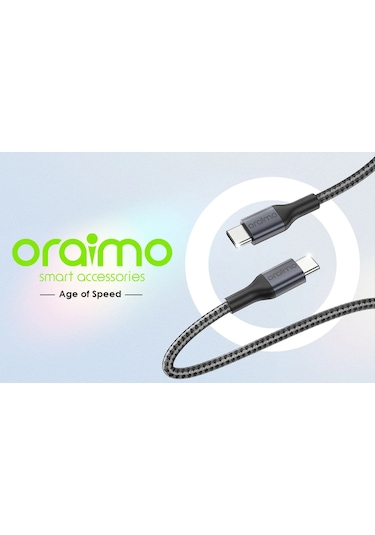 Geeksen Oraimo Ocd-cc11a Type-c'den Type-c'ye 2m Uzunluklu Gri Veri Kablosu