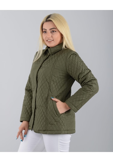 Vetre Mevsimlik Astarlı Kapitone Mont Haki Büyük Beden 1030