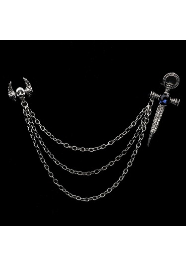 Yeni Retro Erkek Kostümü Pantolon Zincir Yafak Iğne Ejderha Geyik Taç Kafatası El Broşu 4 4