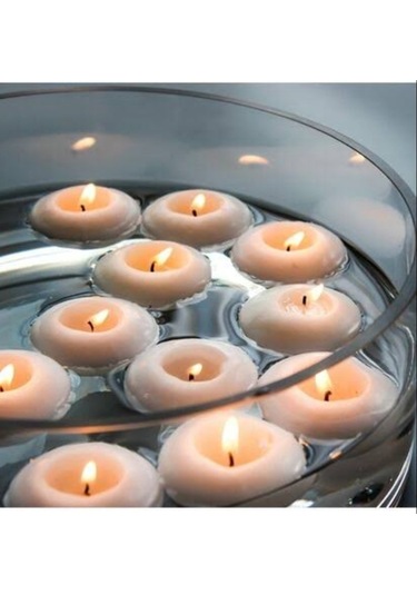 Denic 12 li Büyük Yüzen Mum Beyaz