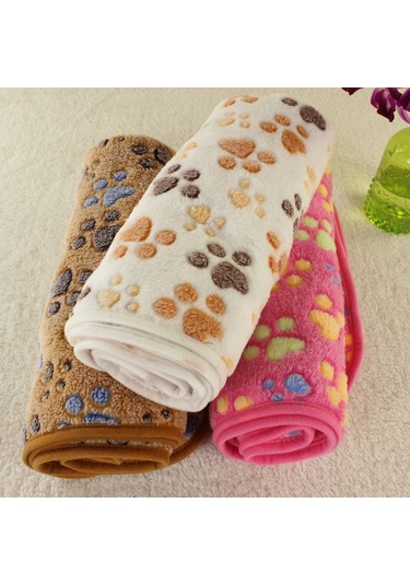 Geekyou Köpek Ve Kedi İçin Mükemmel Konfor: Koral Yün Peluş Battaniye, Beyaz Tırnak Desenli, 60x40 Cm S Boyutu - Evcil Hayvan Malzemesi