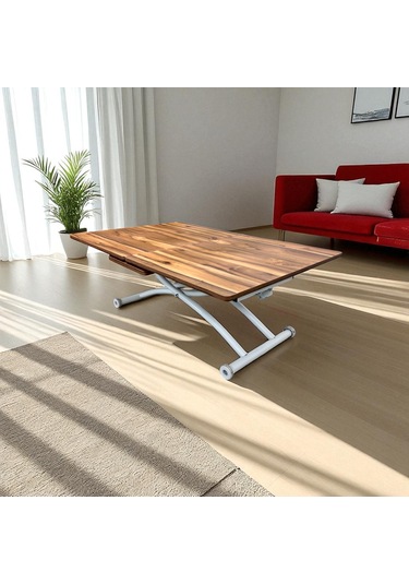 Ortadan Açılır Akıllı Masa Üst Mdf Urartu Alt Ayak Beyaz