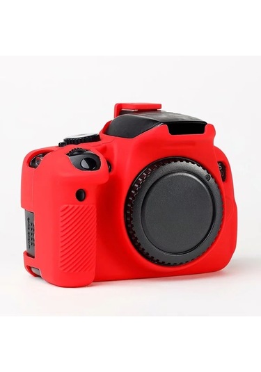 Butu Canon Eos 700d / 650d / 600d Yumuşak Silikon Kılıf Koruyucu Kapak Çizilmez Kamera Çantası - Kırmızı