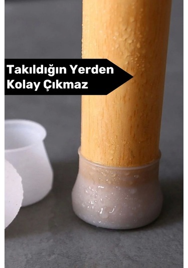 Premium Kaydırmaz Çizdirmez Mobilya Masa Sandalye Zemin Koruyucu Silikon Pabuç Ayak Kılıf 12 Adet