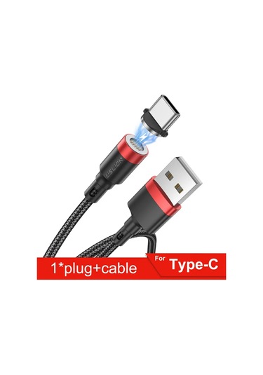 Uslıon 5a Hızlı Şarj Manyetik Kablo Tip-c/micro Usb Led Iphone Uyumlu 14 Xr Samsungblack2m