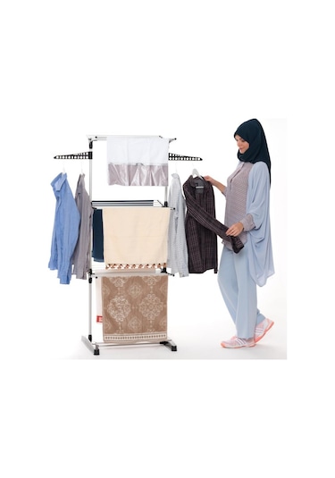 Biricik 3 Katlı Çamaşır Kurutma Askısı Siyah