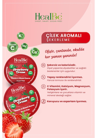 Çilek Aromalı Şekersiz Şekerleme