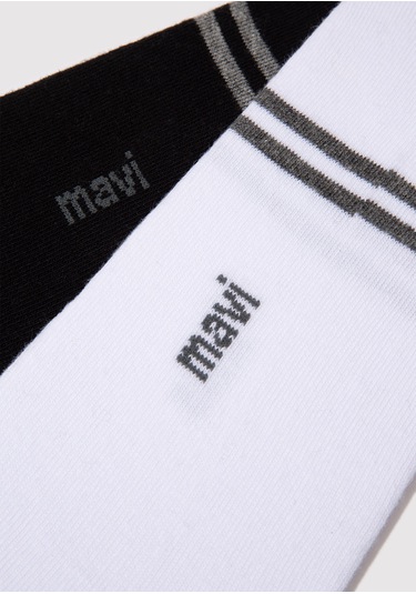 Mavi - 2Li Siyah Beyaz Patik Çorap Seti 092593-900 Siyah (479307875) Siyah