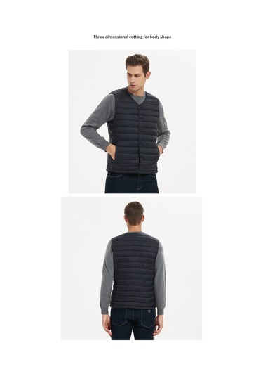 Erkek Kaz Tüyü Dolgulu Pamuklu Yelek, Dış Giyim, Sonbahar Ve Kış, İç Giyim, Isı Üreten Yelek, Kolsuz Pamuklu Ceket Olarak Kullanıma Uygun Lacivert