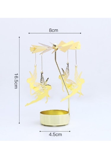 Altın Renkli Dönen Metal Mumluk Peri Kızı Elsa Tasarımlı