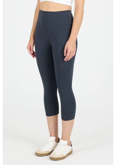 Malabadi Kadın Füme Penye Modal Yüksek Bel Spor Kapri Tayt 1909 Füme