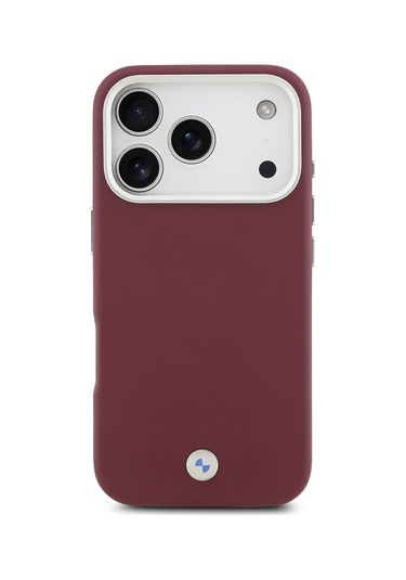 İphone 17 Pro Uyumlu Kılıf Bmw Lisanslı M-safeli Metal Logolu Tam Kaplama Deri Kapak Kırmızı Kirmizi