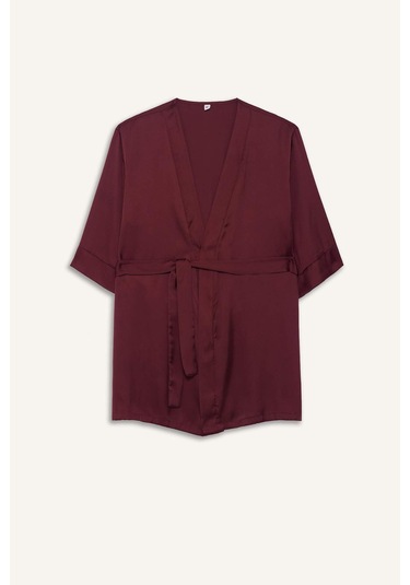 Defacto Regular Fit Wrap Yaka Saten Sabahlık-fall İn Love G1672ax25aubr210 Bordo-br210