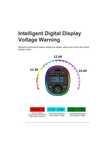 Shineyee Renkli Led Işıklı Çift Usb Araç Şarj Cihazı Ve Bluetooth Fm Vericili Mp3 Çalar İle Akıllı Araç Eğlencesi