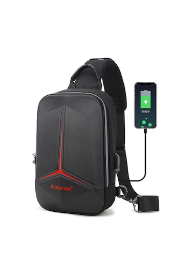 Agoodshop Büyük Kapsiteli Şarj Girişli Su Geçirmez Çapraz Askılı Omuz Çantası - Mavi Lacivert