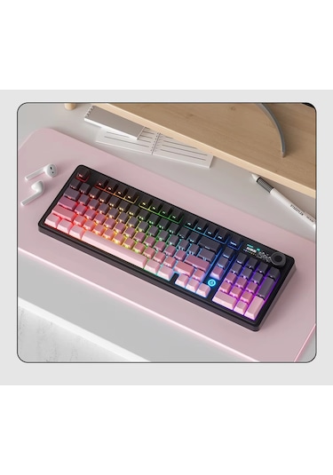 Ak980 3 Modlu Hot-swap Tft Ekranlı Mekanik Oyun Klavyesi-8.000 Mah Batarya Dinamik Rgb
