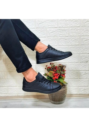 Bestof 041 Siyah-siyah Sneaker Düz Taban Spor Ayakkabı 001