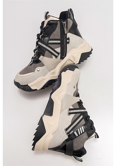 Luvishoes Clara Buz Siyah Kadın Spor Bot Buz Gri - Siyah