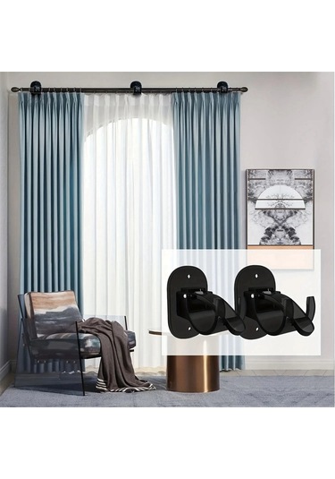 Adet Perde Çubuğu Braketi Delme Gerektirmeyen Perde Çubuğu Tutucuları, B Şeffaf