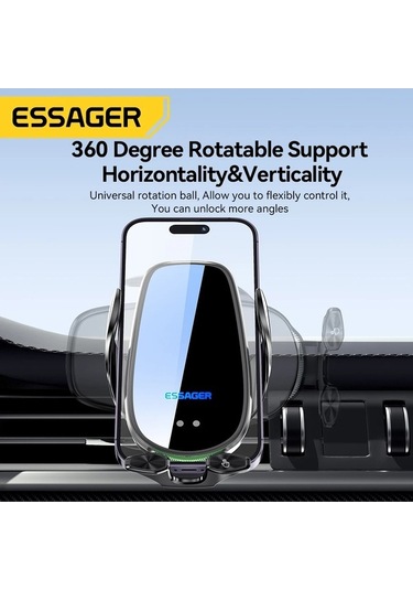 Tysm Joyjadehub Essager Qi 15w Kablosuz Şarj Araç Tutucusu, Otomatik Aç/kapa, 1 Adet 1pc