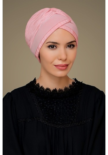 Somon Pratik Hazır Geçmeli Tesettür Bone Fukuro Piliseli Tek Bant Somon